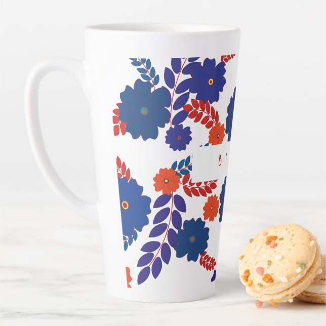Simple blue flowers vector design latte mug (In Situ)