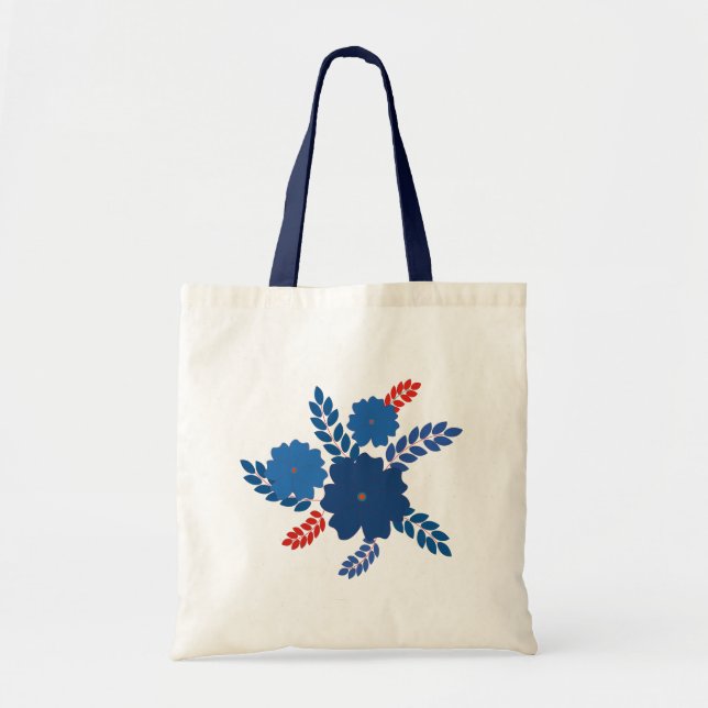 Simple blue flowers vector design tote bag (Front)