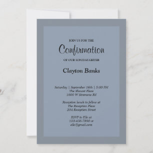 Simple Blue Framed Confirmation Invitation