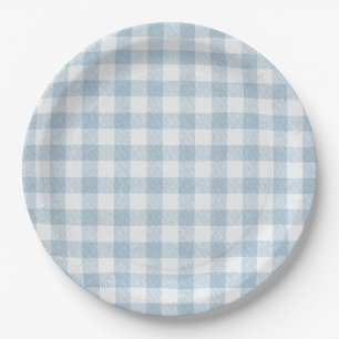 Simple Blue Gingham Paper Plate