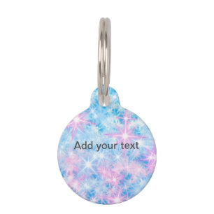 Simple blue glitter sparkle stars add your text c pet tag