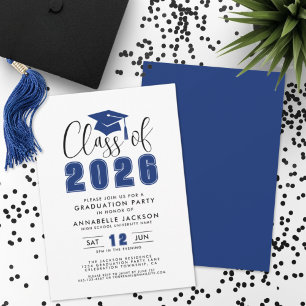Simple Blue Graduation Party Invitation