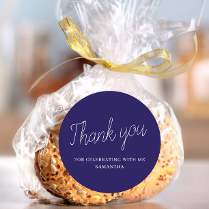 Simple Blue Graduation Thank You  Classic Round Sticker