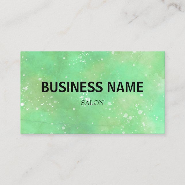 simple blue green watercolor script modern busines business card (Front)