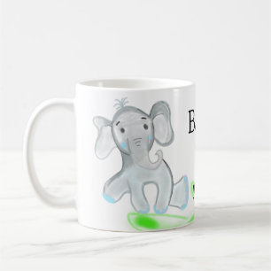 Simple blue grey baby elephant baby shower add nam coffee mug