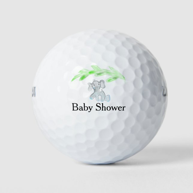 Simple blue grey baby elephant baby shower add nam golf balls (Front)