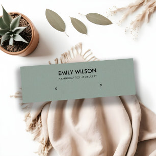 SIMPLE BLUE GREY KRAFT STUD EARRING DISPLAY LOGO MINI BUSINESS CARD