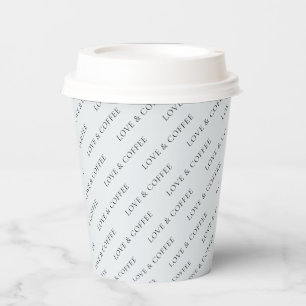 Simple Blue Grey Minimal Custom Text Pattern Paper Cups