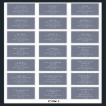 Simple Blue Grey Wedding Guest Address Labels<br><div class="desc">These simple blue grey wedding guest address labels are perfect for a modern wedding. The minimal boho design features classic white text on a slate blue grey background. Customisable in any colour. Customise each label with the name and address of your guests. 21 labels per sheet. Add each sheet that...</div>