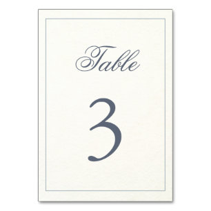 Simple Blue Grey Wedding on Watercolor Paper Look Table Number