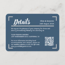 Simple Blue Handwritten Script Wedding QR Code