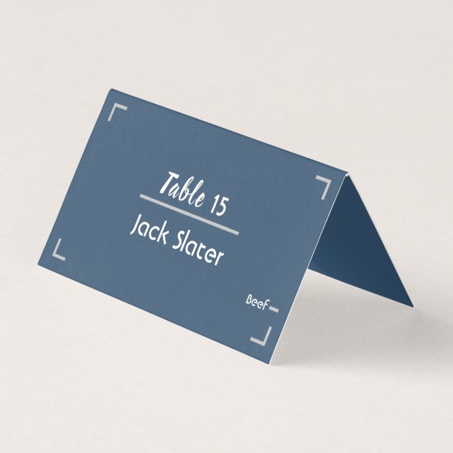 Simple Blue Handwritten Script Wedding Table Card (Front)