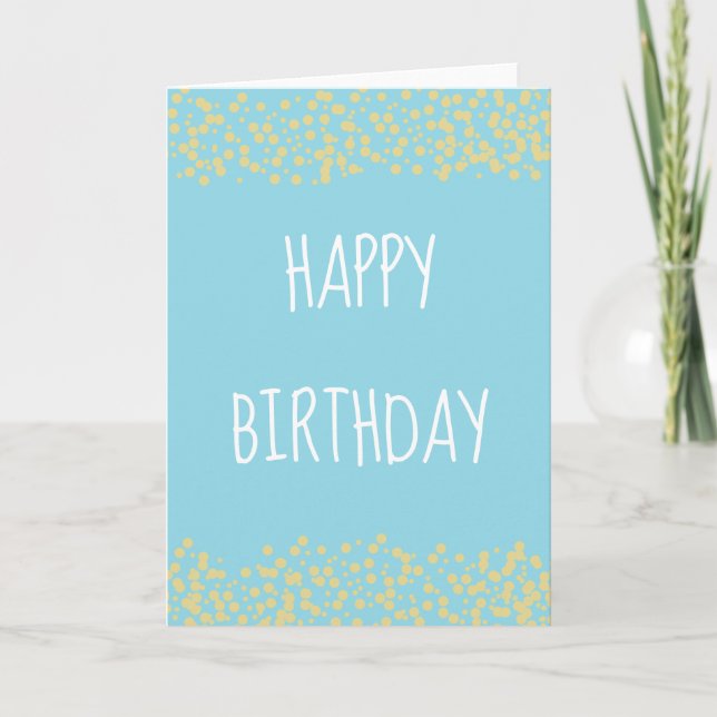 Simple Blue Happy Birthday Greeting Card (Front)