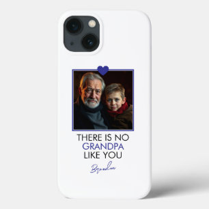 Simple Blue Heart Grandkid Grandparent Photo iPhone 13 Case