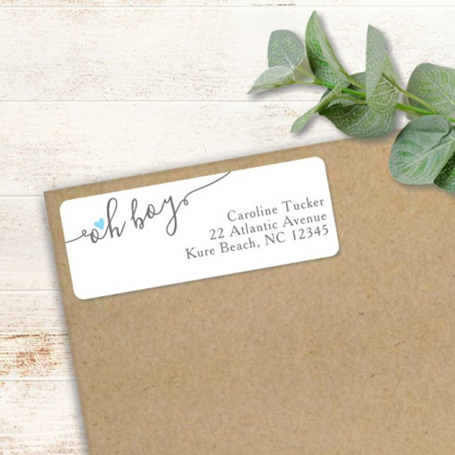 Simple Blue Heart New Baby Boy Return Address (Creator Uploaded)