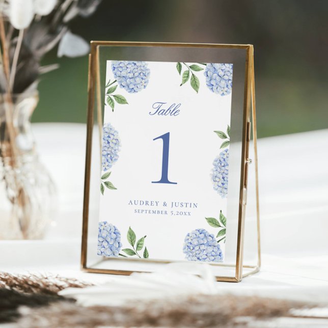 Simple Blue Hydrangea Flower Large Table Number (Creator Uploaded)