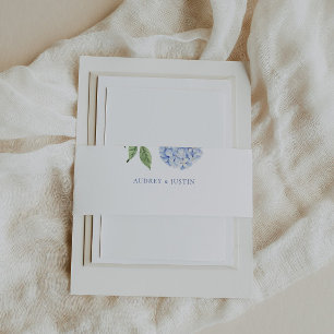 Simple Blue Hydrangea Flower Wedding Invitation Belly Band