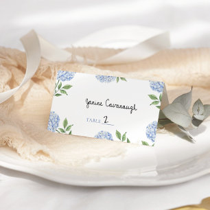Simple Blue Hydrangea Wedding Place Cards