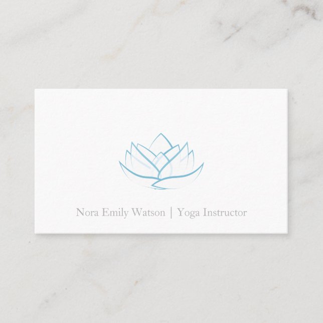 Simple Blue Lotus Flower Business Card (Front)