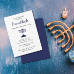 Simple Blue Menorah Family Hanukkah Party Invitation<br><div class="desc">Hanukkah Party Invitation,  with a simple blue menorah and script typography design. With blue customisable lettering,  you can add your own information. A festive way to celebrate the first night of Chanukah with friends and family.</div>