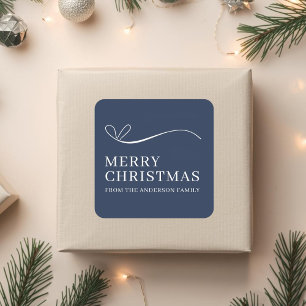 Simple blue modern Merry Christmas  Square Sticker
