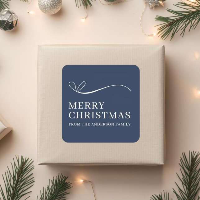 Simple blue modern Merry Christmas  Square Sticker (Creator Uploaded)