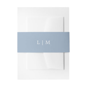 Simple Blue Monogram Minimal Elegant Wedding  Invitation Belly Band