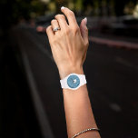 Simple Blue Monogram Minimalist Initial Stylish Watch<br><div class="desc">This design features a simple monogram minimalist stylish, a trendy modern monogrammed initial, a contemporary sophisticated basic letter, simplistic elegant clean dark blue, a white text typography font, a clock face simple numbers, a modern simple monogram watch, ocean dark sea blue, a simple plain numbered watch, a watch with numbers...</div>