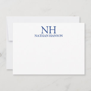 Simple Blue Monogram Modern Card