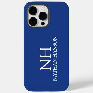 Simple Blue Monogram Modern Case-Mate iPhone 14 Pro Max Case