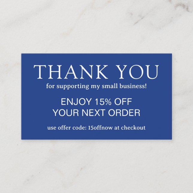 Simple Blue Monogram Modern Discount Card (Front)