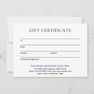 Simple Blue Monogram Modern Gift Certificate