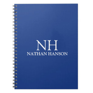 Simple Blue Monogram Modern Notebook
