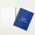 Simple Blue Monogram Modern Planner<br><div class="desc">Modern business planner featuring a simple and minimal blue design with your monogram in a bold font along with your name on the front.  The back has your contact info.</div>