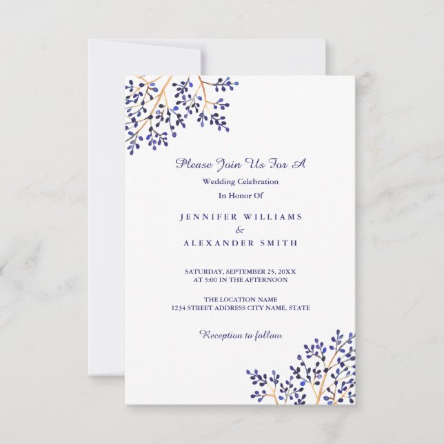 Simple Blue Nature Wedding Invitations (Front)