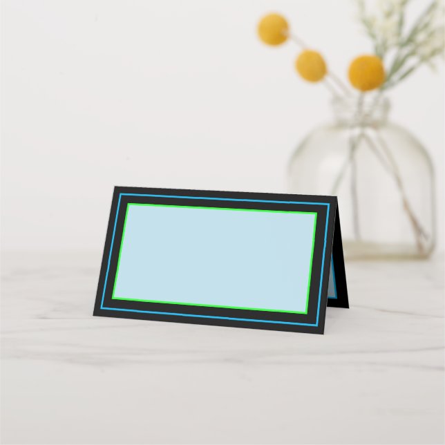 Simple Blue Neon Place Cards (Front)