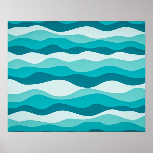 Simple Blue Ocean Waves Abstract Pattern | Poster (Front)