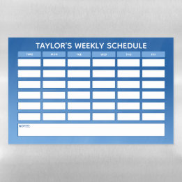 Simple Blue Ombre Weekly School Schedule  Magnetic Dry Erase Sheet