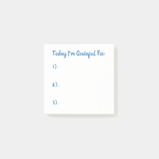 Simple Blue On White Gratitude Post-it Notes (Front)