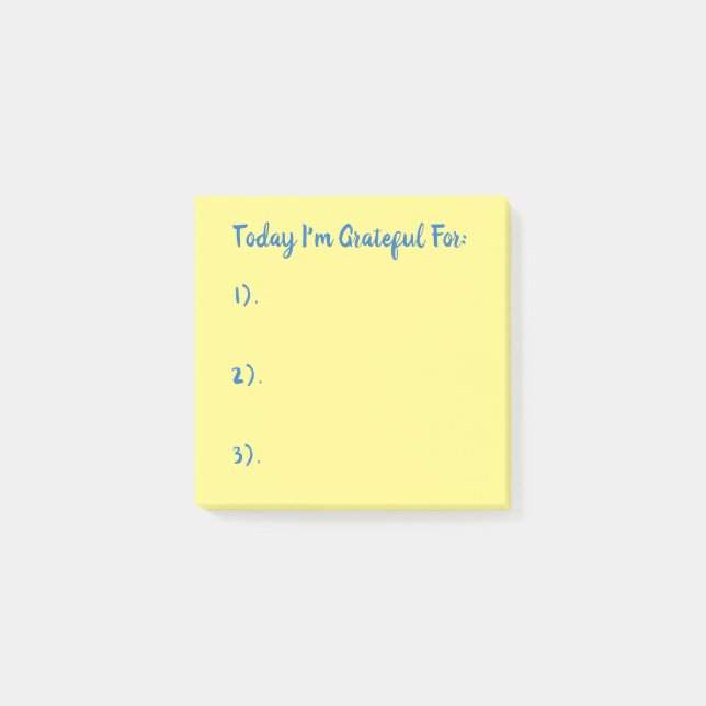 Simple Blue On Yellow Gratitude Post-it Notes (Front)