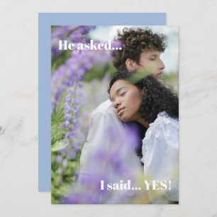 Simple Blue Photo Engagement Party Invitation