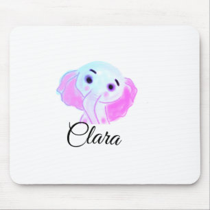 Simple blue pink baby elephant watercolor add name mouse pad
