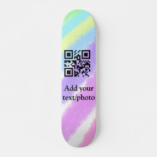 Simple blue pink watercolor add your text name q r skateboard