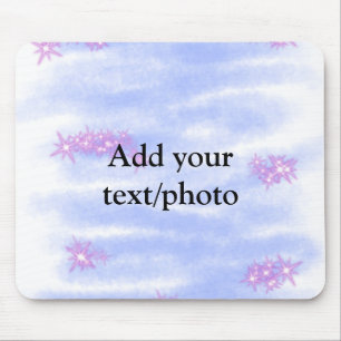 Simple blue pink watercolor add your text name th mouse pad