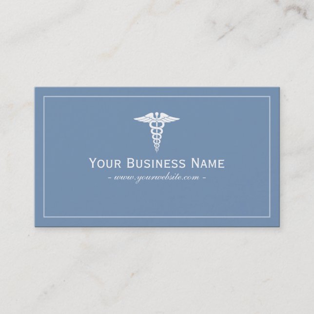 Simple Blue Plain Medical Business Card (Front)