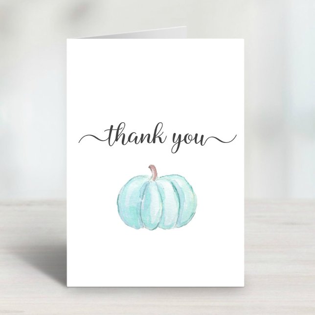 Simple Blue Pumpkin Baby Boy Shower Thank You Card (Creator Uploaded)