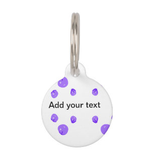Simple blue purple cherry add name text minimal th pet tag