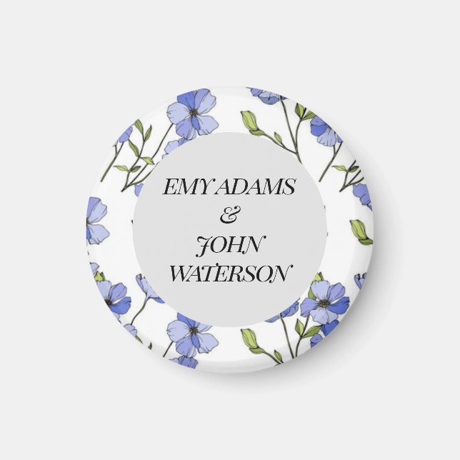 simple blue & purple florid  magnet (Front)
