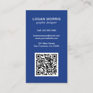 Simple Blue QR Code Modern Business Card