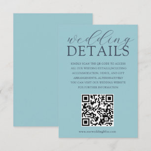 Simple Blue QR Code Wedding Details Enclosure Card